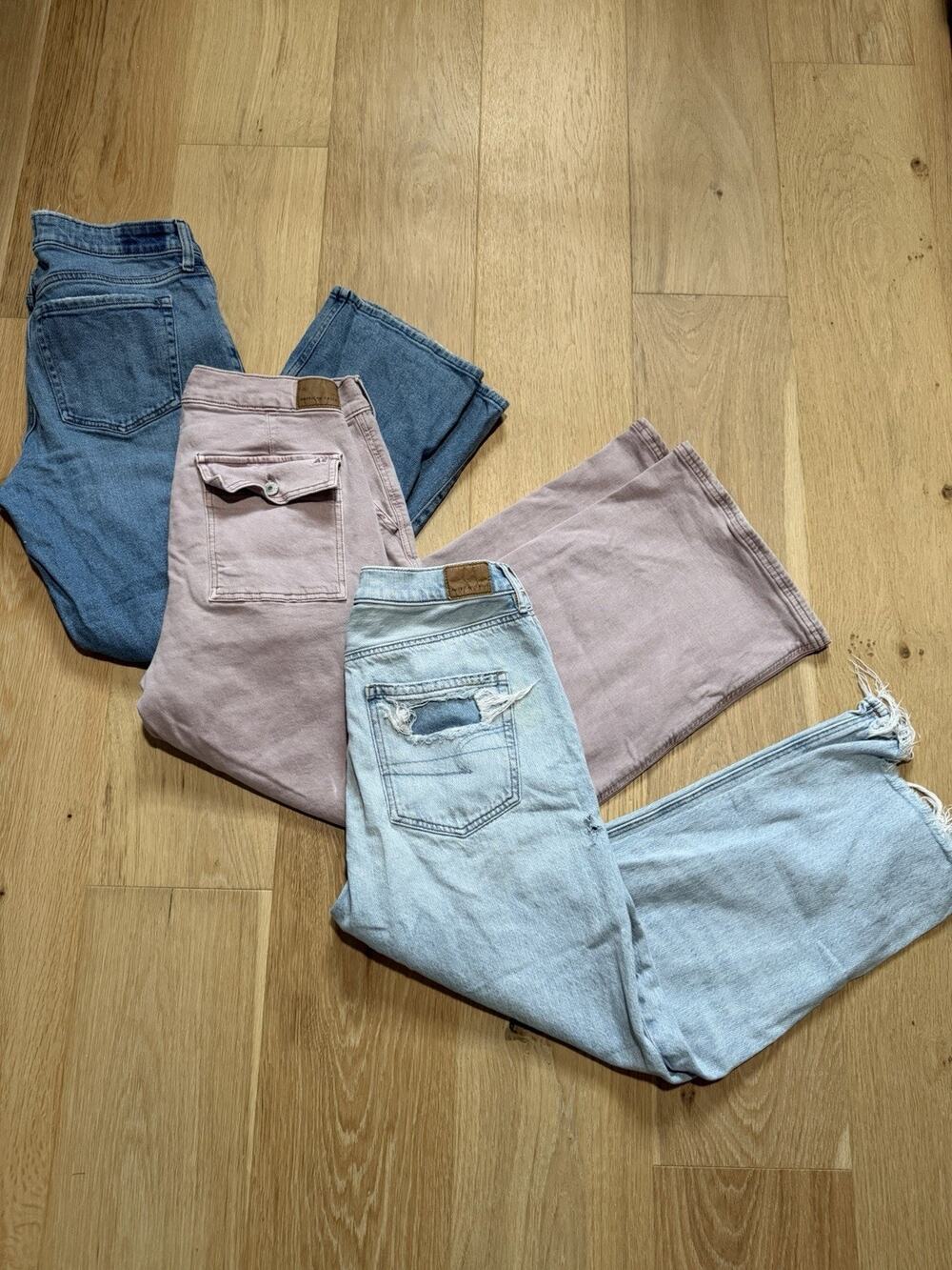 American Eagle Hollister Lot Of 3 High Rise Mom Jeans Womans 12 Festival Boho